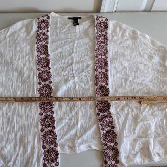 Forever 21 Women's Size US S Open Front Embroidered Detail Boho Top - Picture 9 of 11